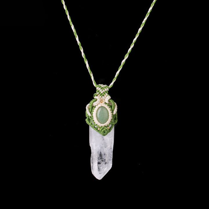 Collana con ciondolo in pietra naturale intrecciata in quarzo ialino Olivenorma