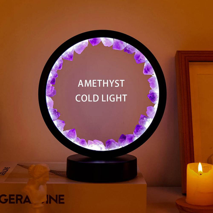 Lampada a LED ricaricabile Olivenorma Natural "Amethyst Crystal Cluster Zen Light" - Decorazione con cluster di cristalli di ametista - Ametista e luce fredda - image 2