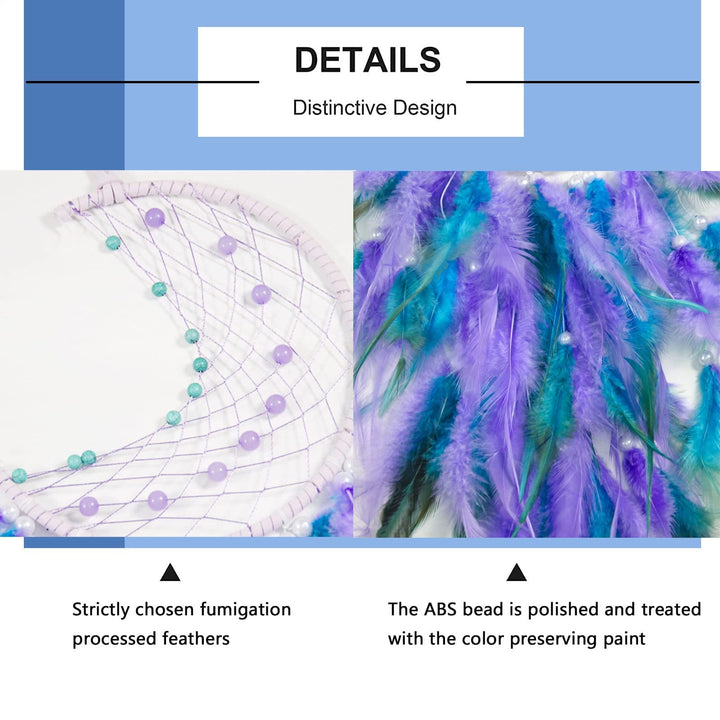 Olivenorma Acchiappasogni a forma di luna in giada viola turchese con perline fatto a mano 