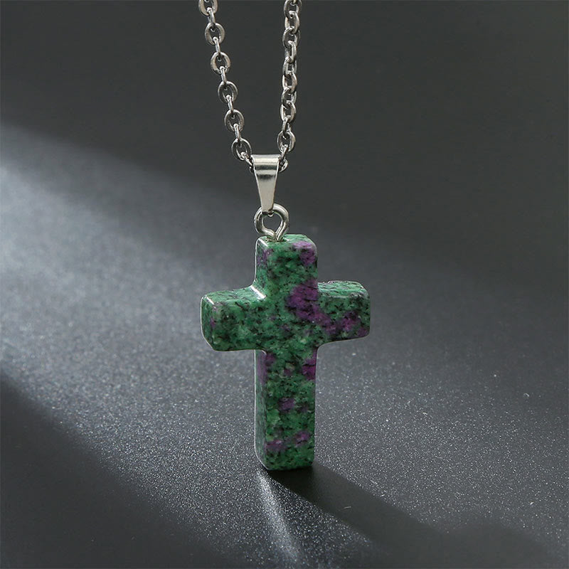 Collana con croce in pietra naturale Olivenorma 
