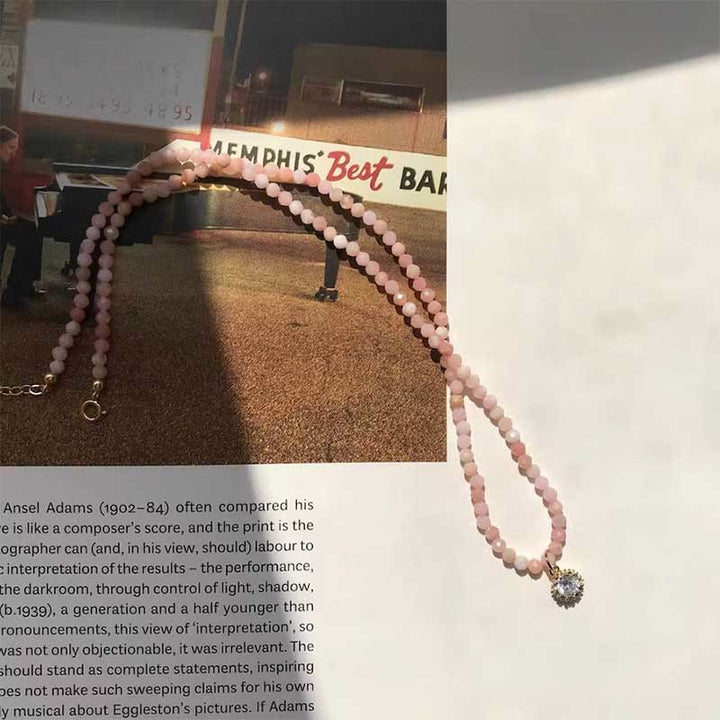 Collana con ciondolo in metallo con cristallo naturale Olivenorma