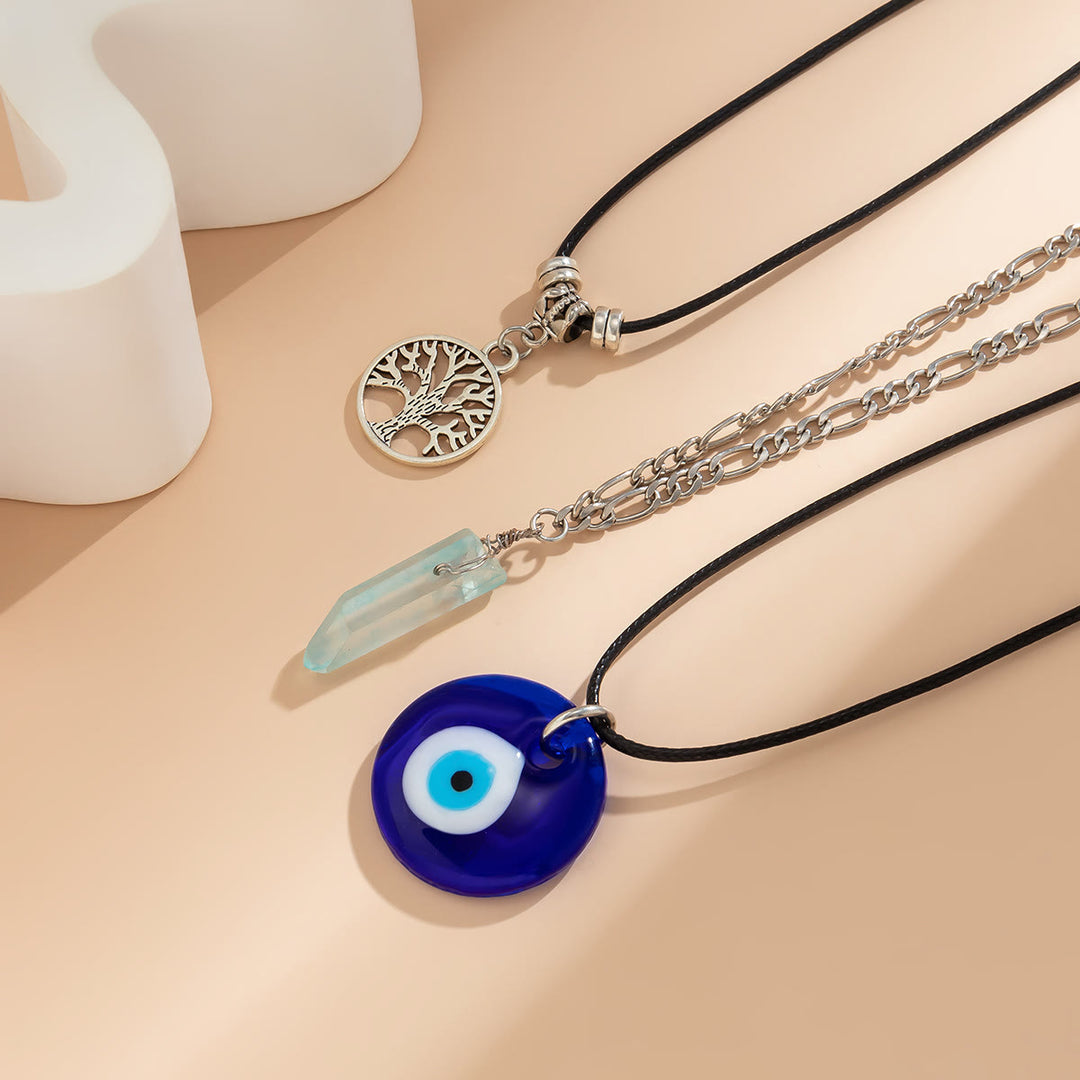 Olivenorma Ossidiana Albero della Vita Collana con Ciondolo Malocchio Set 