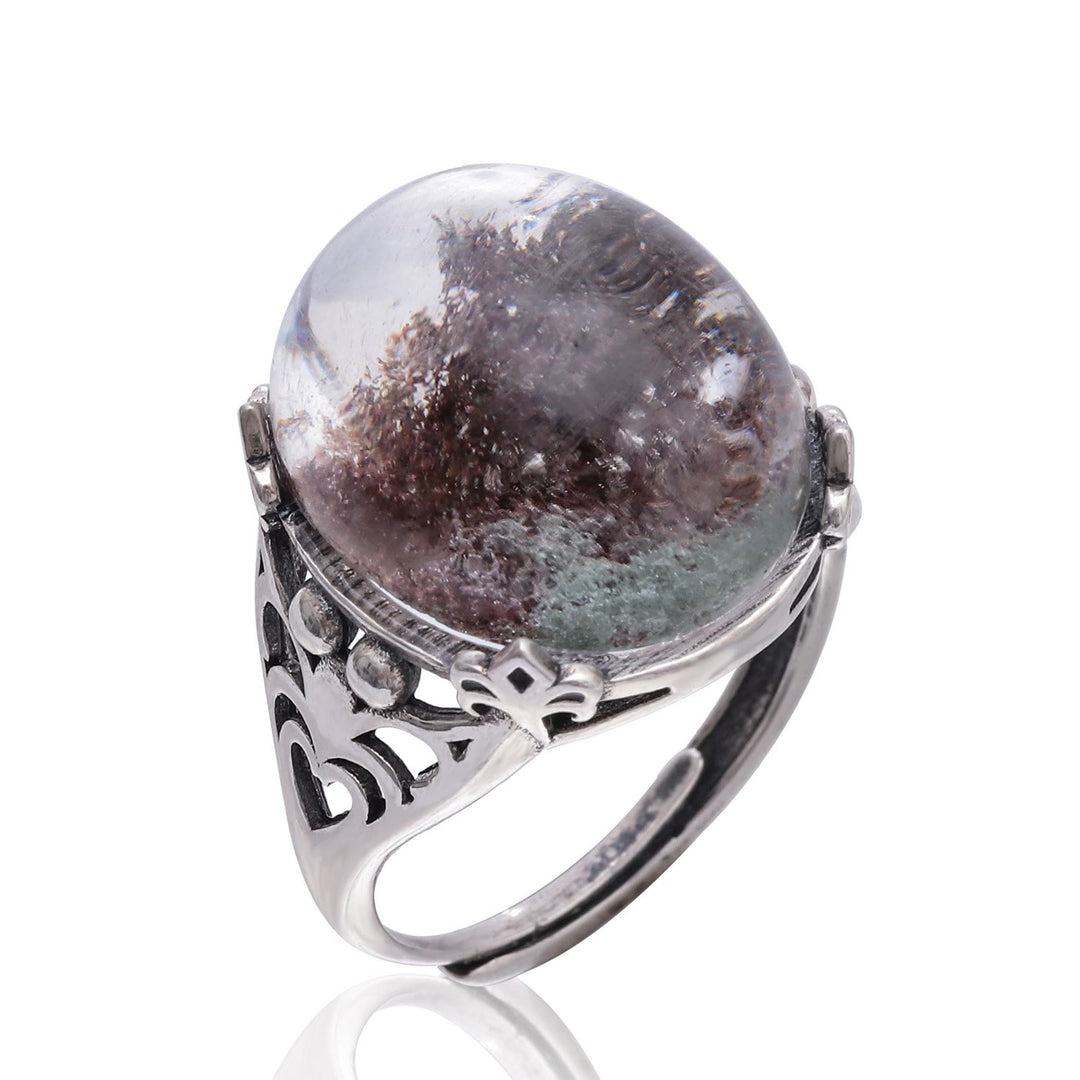 Anello in argento sterling con ragno in quarzo fantasma verde Olivenorma
