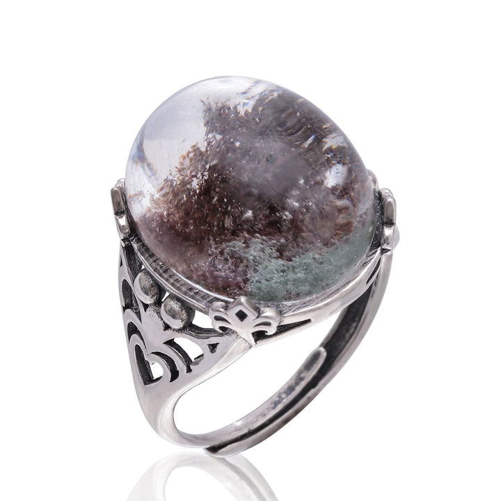 Anello in argento sterling con ragno in quarzo fantasma verde Olivenorma