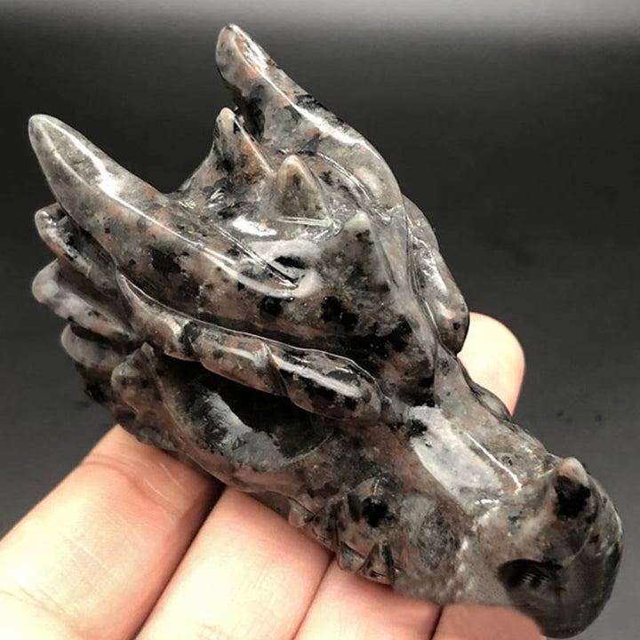 Olivenorma Decorazione con pietra preziosa a forma di teschio con testa di drago da 3,2 pollici