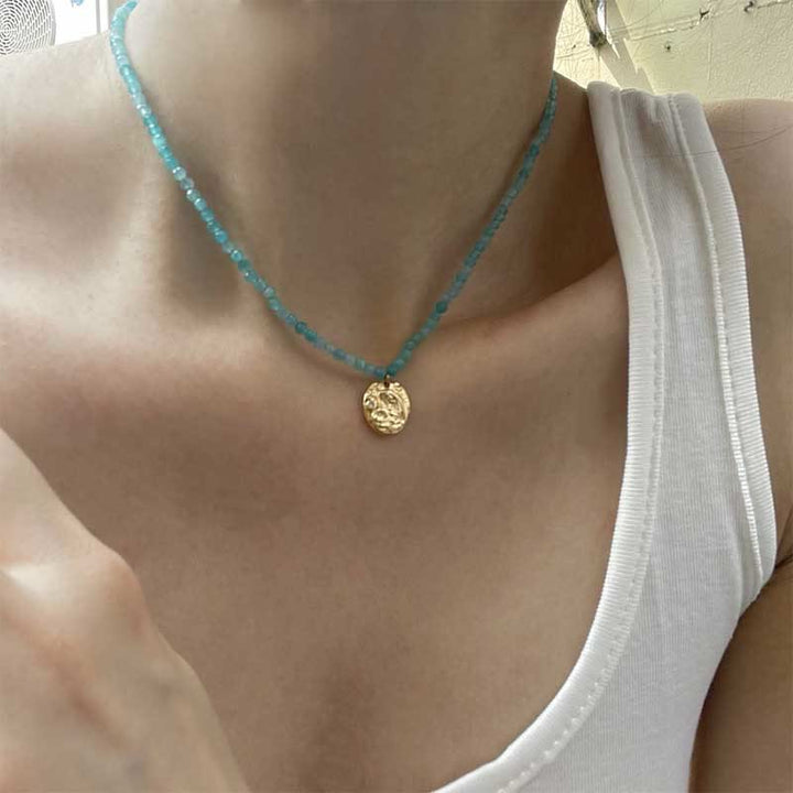 Collana con ciondolo in metallo con cristallo naturale Olivenorma