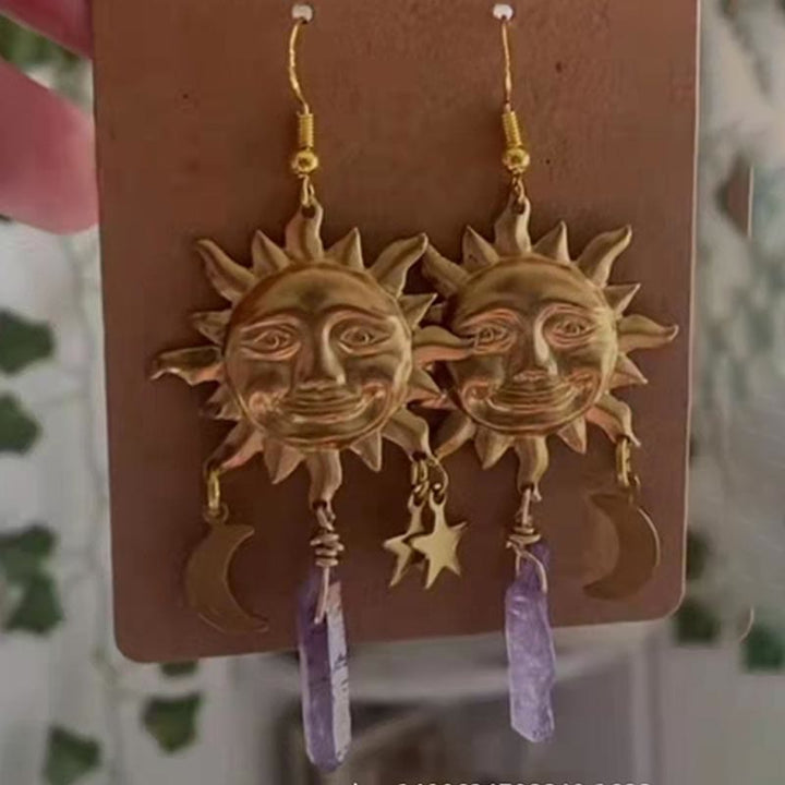 Orecchini Olivenorma con accessori in cristallo naturale luna stella fungo 