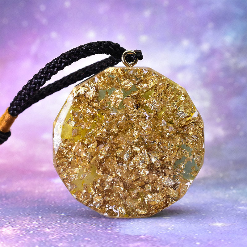 Collana con simbolo del cubo di Metatron in avventurina verde e cristallo trasparente Olivenorma 