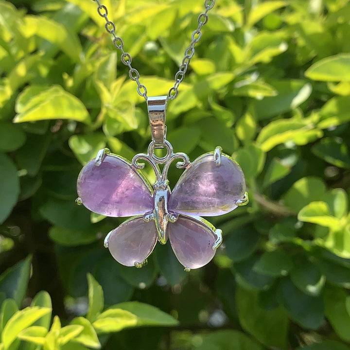 Collana a farfalla con pietra preziosa di cristallo naturale Olivenorma