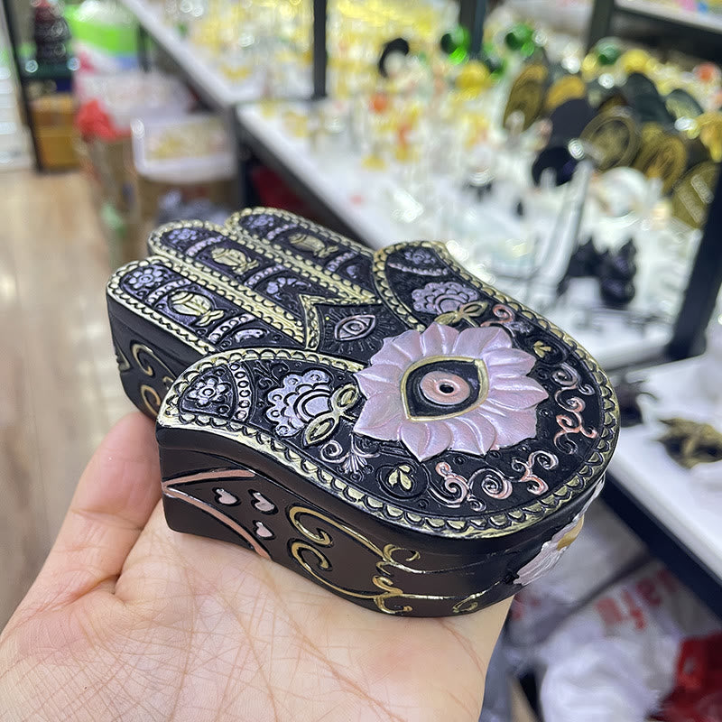 Olivenorma dipinto a mano malocchio Hamsa Box Ornamet Decoration