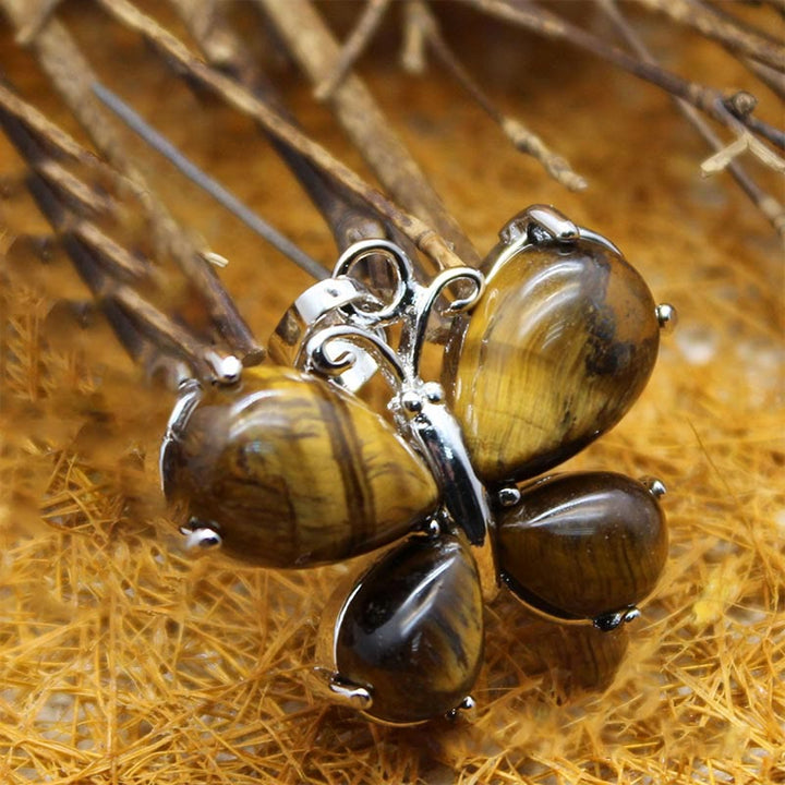 Collana a farfalla con pietra preziosa di cristallo naturale Olivenorma