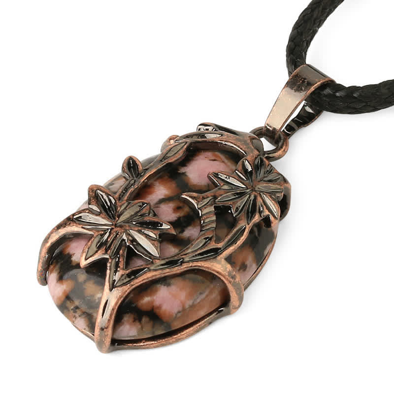 Collana con fiore in ottone e ametista Olivenorma avvolto in cristallo