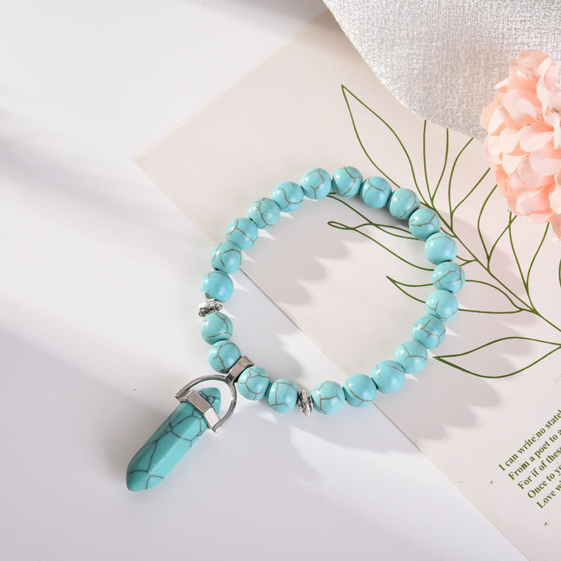 Olivenorma Bracciale con ciondolo a prisma esagonale in cristallo con perline da 8 mm