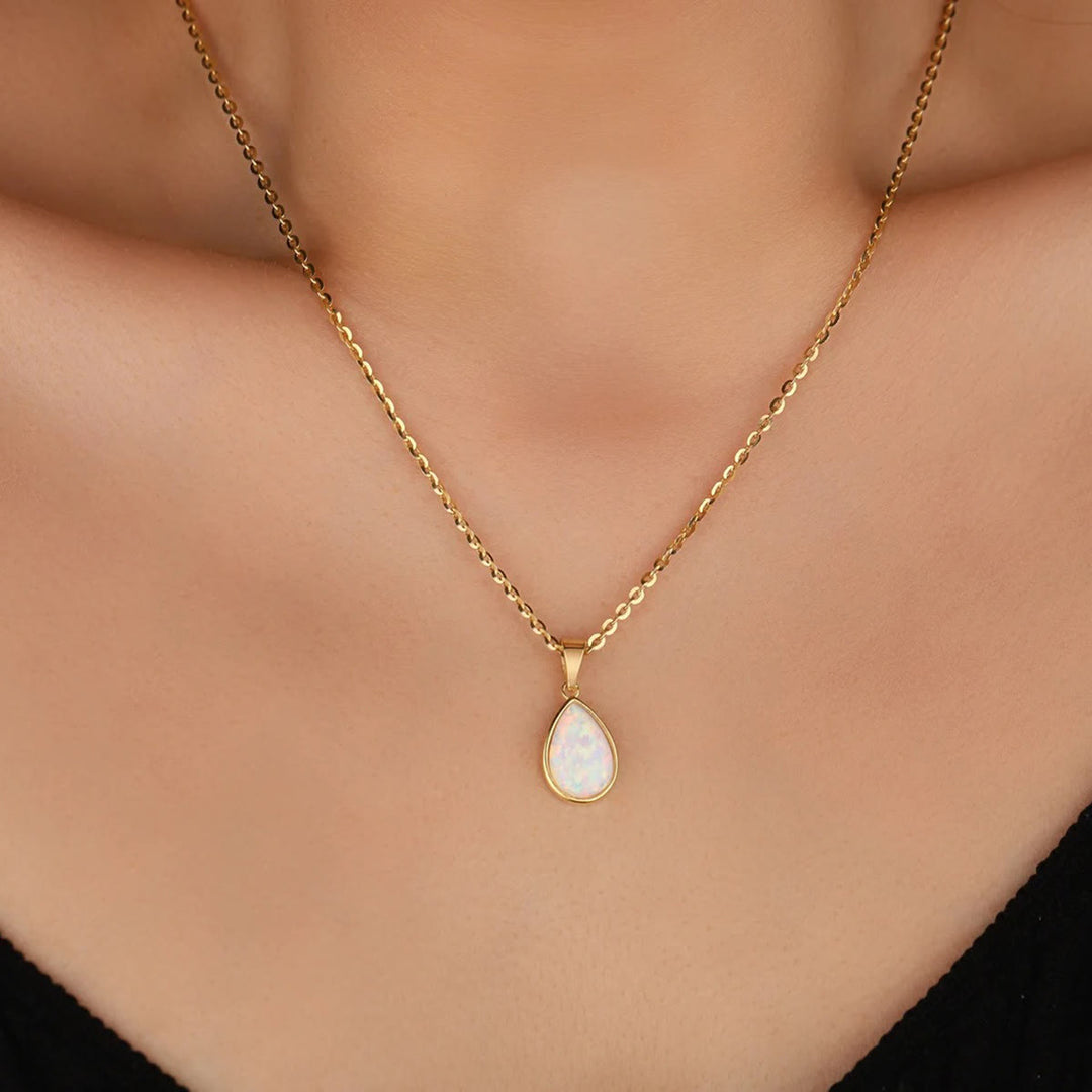 Collana Olivenorma Water Drop Opal in rame placcato oro 18k