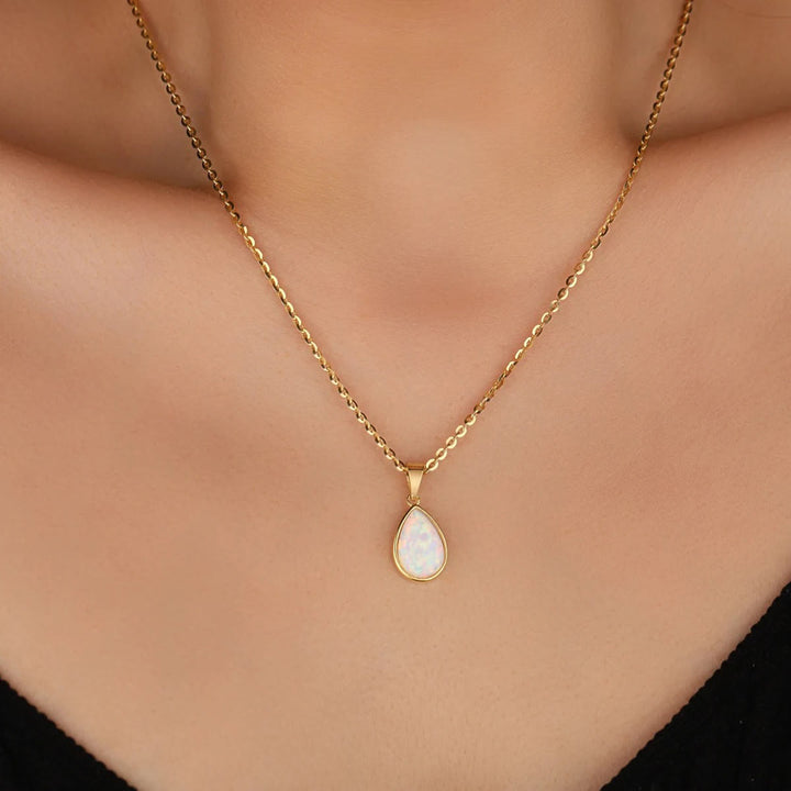 Collana Olivenorma Water Drop Opal in rame placcato oro 18k