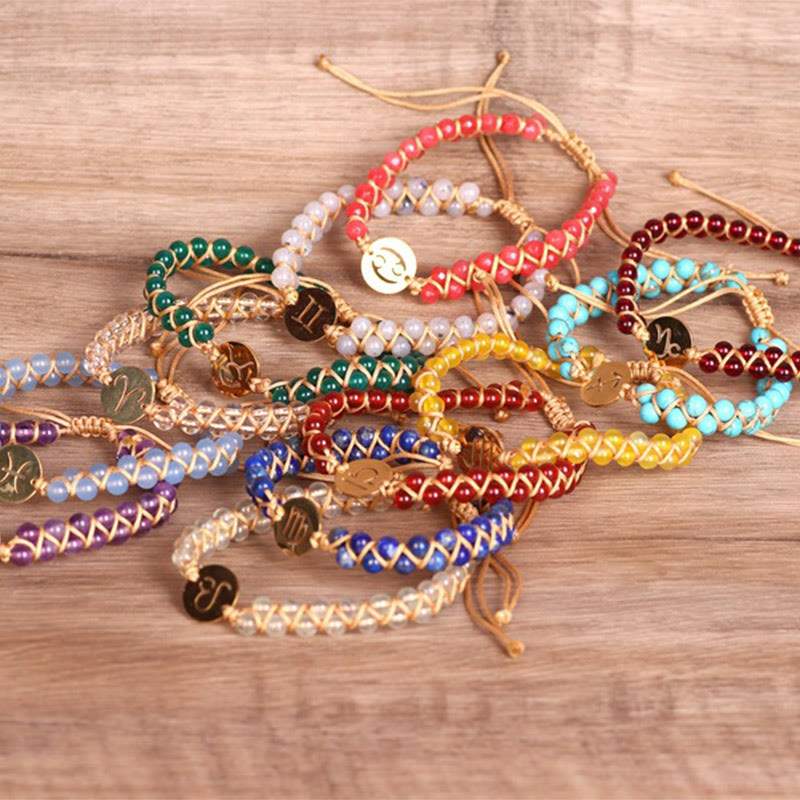 Olivenorma Zodiac Crystal Healing braccialetto avvolgente per l'equilibrio 