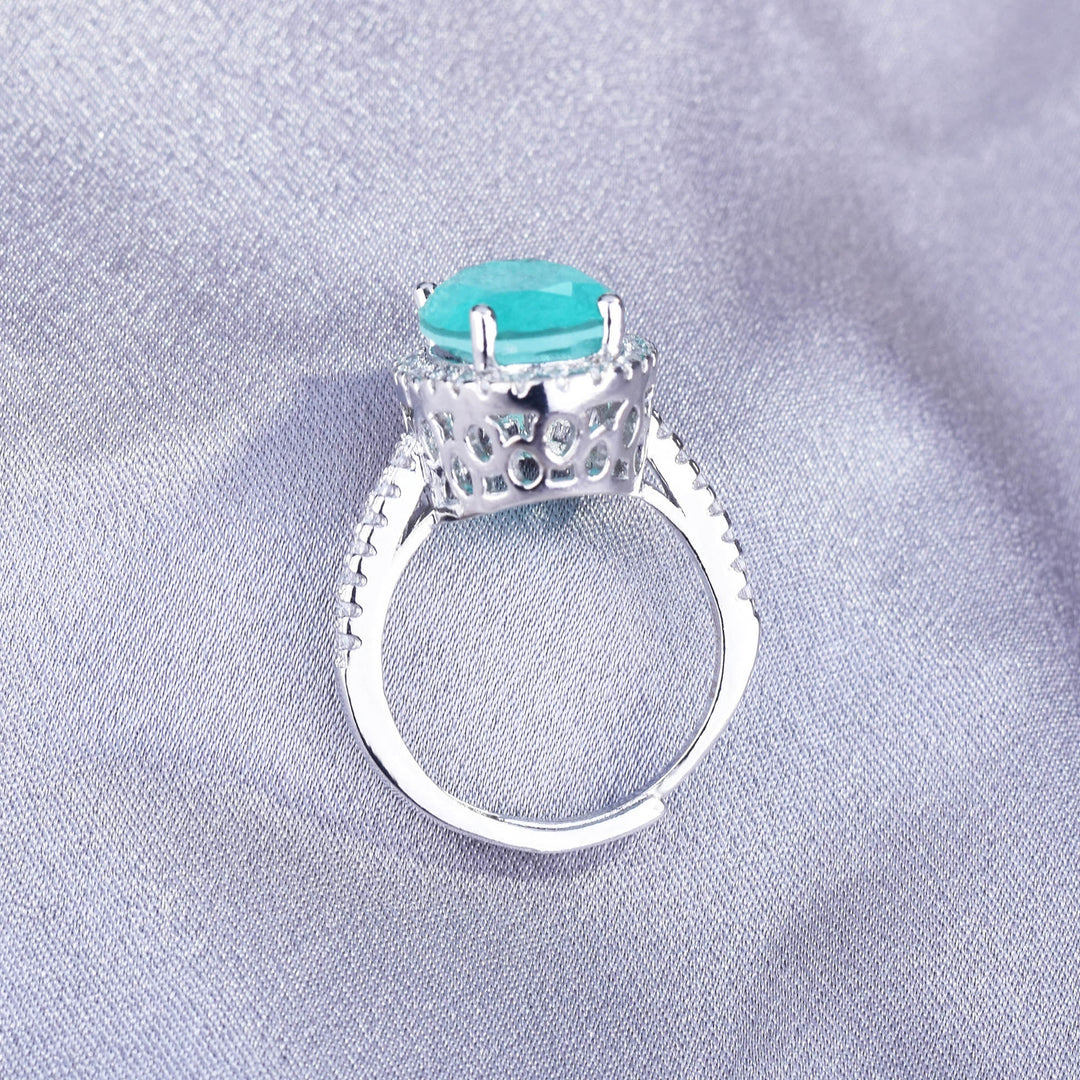 Olivenorma Anello di fidanzamento regolabile con tormalina Paraiba ovale grande