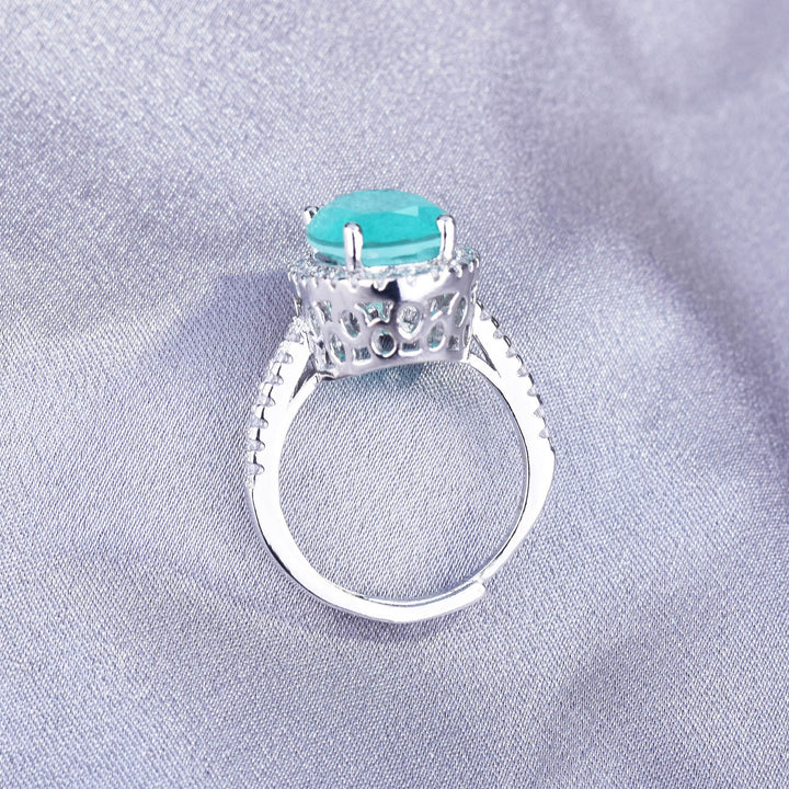 Olivenorma Anello di fidanzamento regolabile con tormalina Paraiba ovale grande