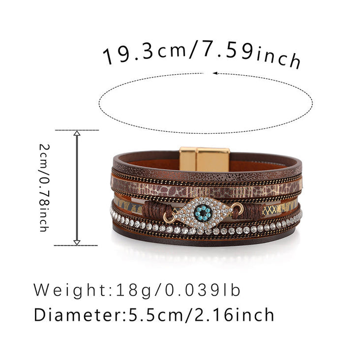 Bracciale Olivenorma Zircon Evil Eye in finta pelle leopardata