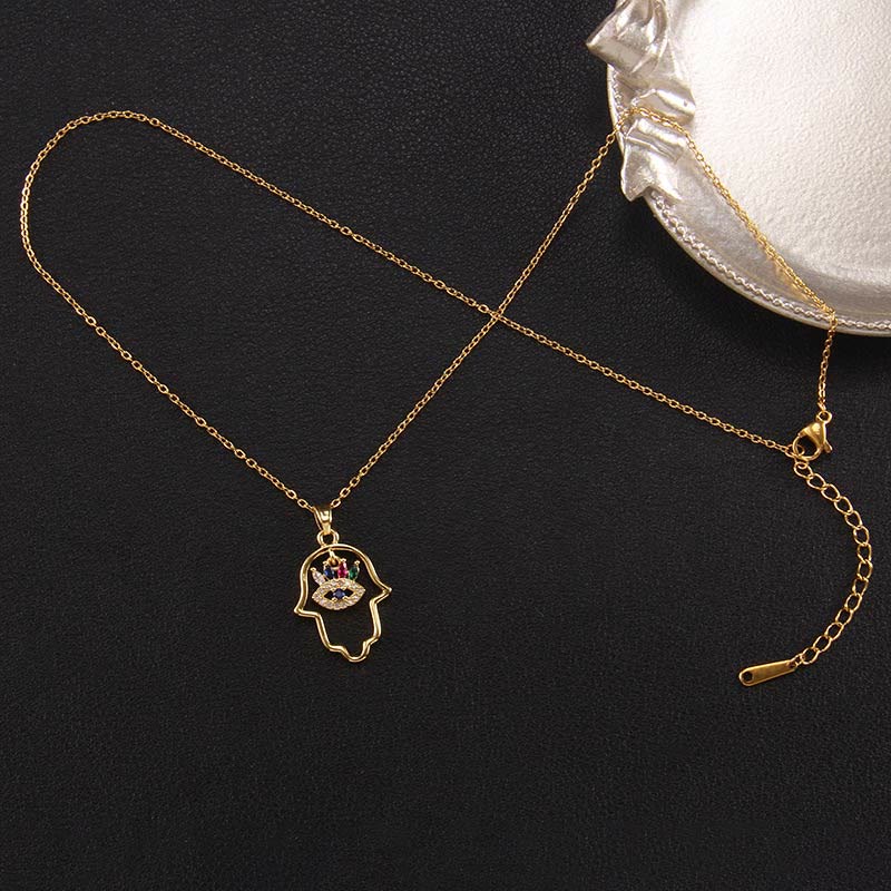 Olivenorma "Buona Fortuna" Hamsa con Collana Occhio Malvagio
