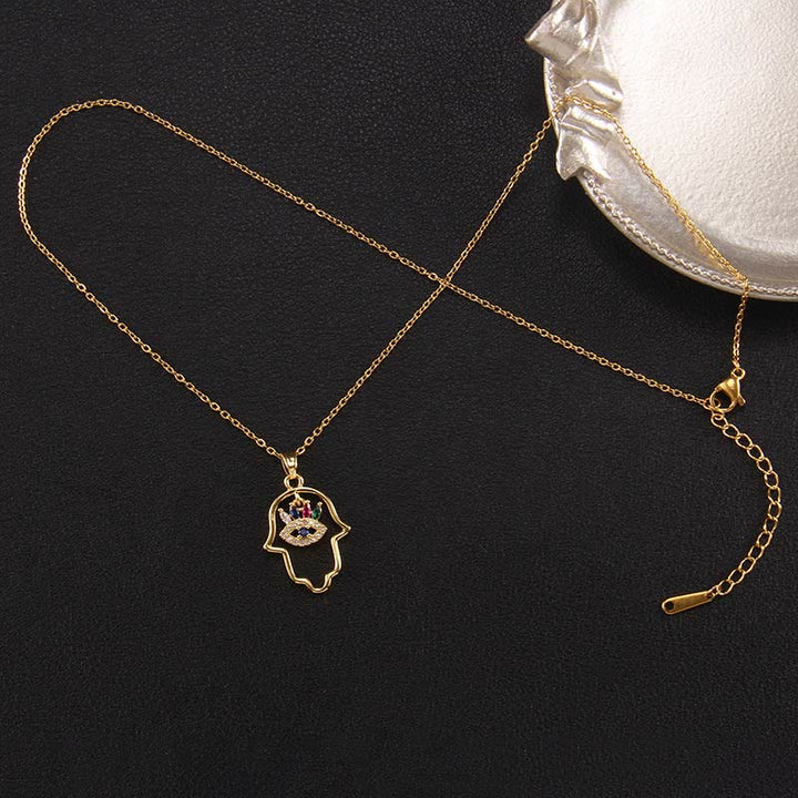 Olivenorma "Buona Fortuna" Hamsa con Collana Occhio Malvagio