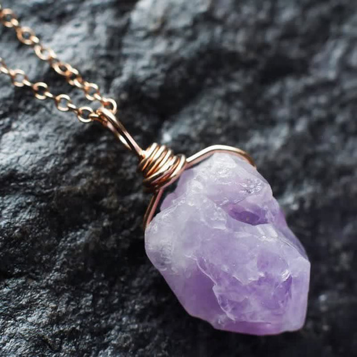 Collana di cristallo naturale di ametista delicata Olivenorma