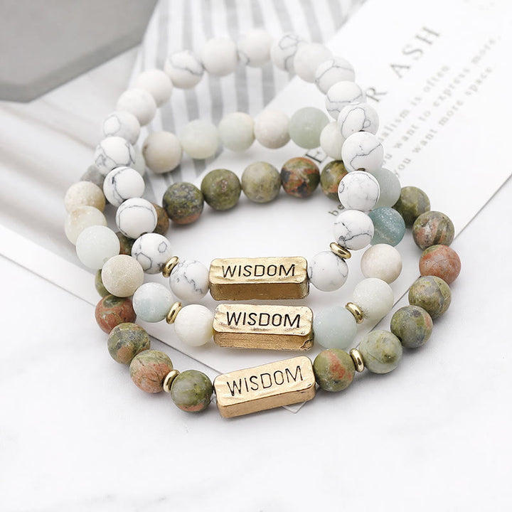 Bracciale con incisione della saggezza delle pietre preziose naturali Olivenorma