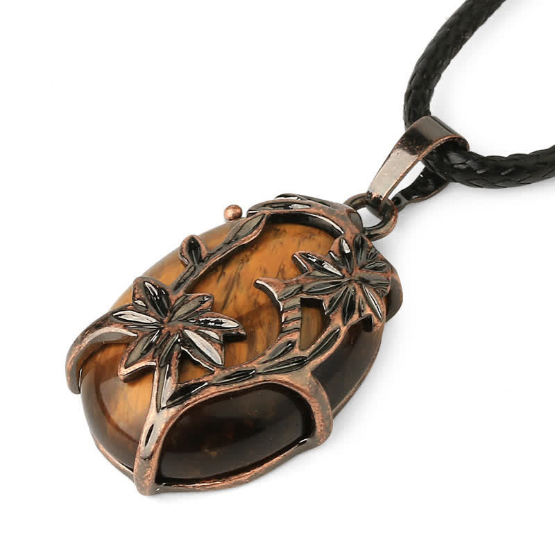 Collana con fiore in ottone e ametista Olivenorma avvolto in cristallo