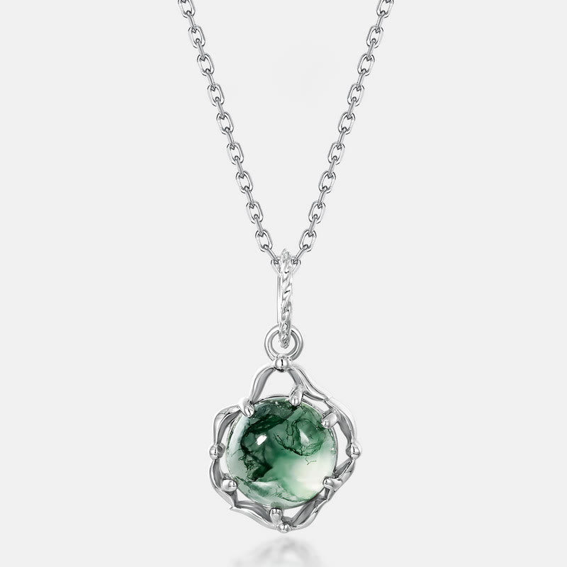 Collana con castone irregolare in agata muschiata Olivenorma S925