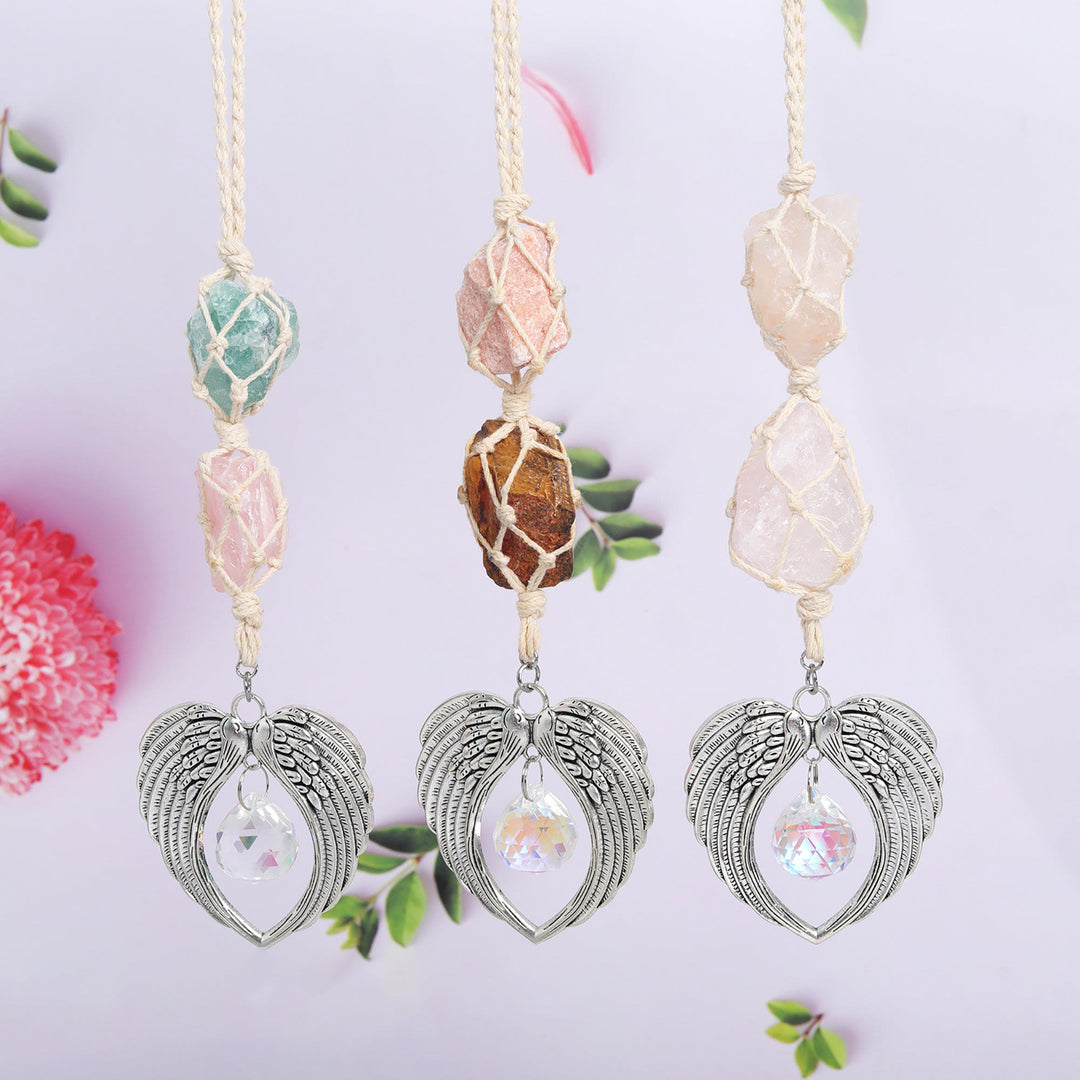 Olivenorma Decorazione per finestra con acchiappasole a forma di ali d'angelo in metallo