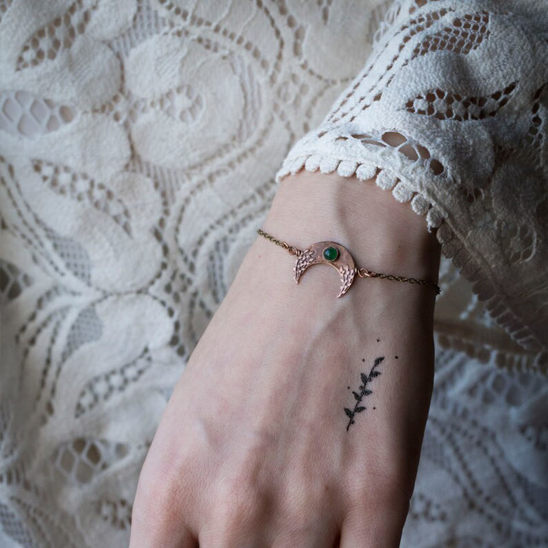 Bracciale Olivenorma Crescent Emerald inciso in bronzo antico