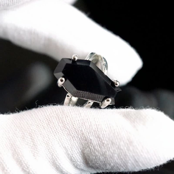 Anello a bara in onice nero Olivenorma
