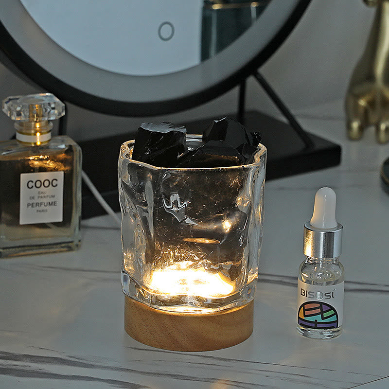 Olivenorma Lampada per aromaterapia con cristalli di oli essenziali in pietra di vetro irregolare 