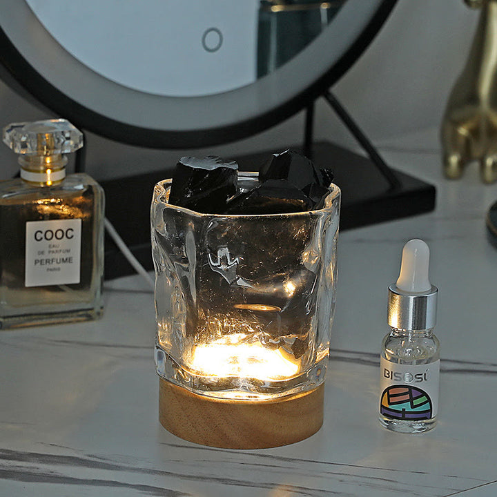 Olivenorma Lampada per aromaterapia con cristalli di oli essenziali in pietra di vetro irregolare 