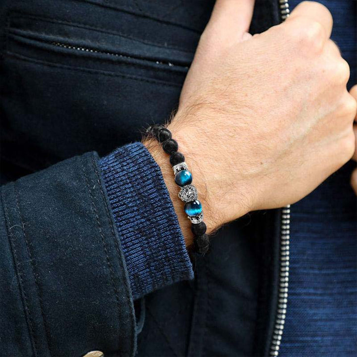 Bracciale con simbolo del leone in pietra di cristallo naturale Olivenorma 