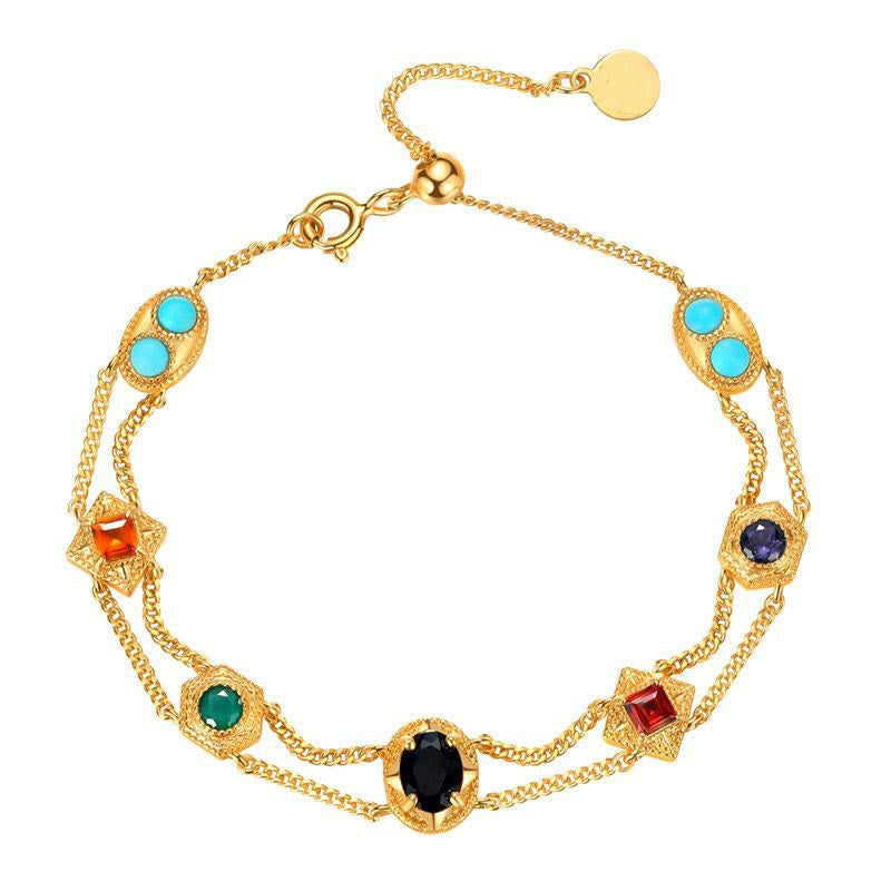 Olivenorma Bracciale doppio strato in stile retrò occidentale