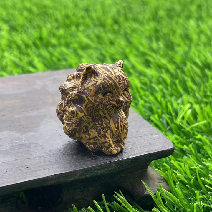 Olivenorma Pietra Naturale 3cm Decorazione in Pietra Preziosa a Forma di Volpe a Nove Code 