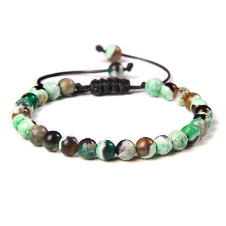 Bracciale intrecciato con perline di pietra naturale Olivenorma da 6 mm 