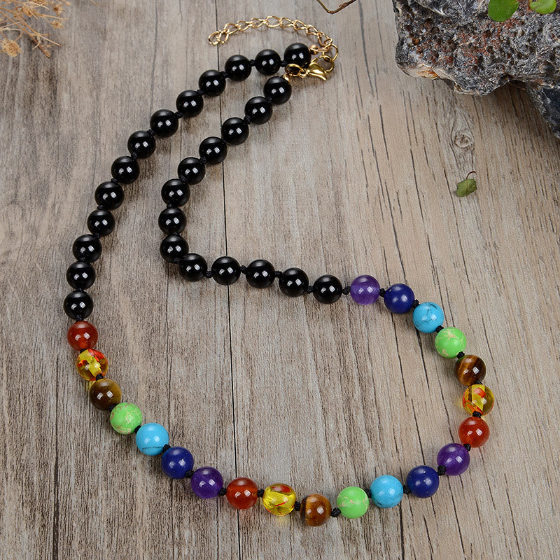 Collana di perline in pietra naturale Olivenorma con 7 chakra della fortuna