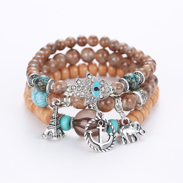 Olivenorma Elephant Tower Evil Eye Bracciale Hamsa Set
