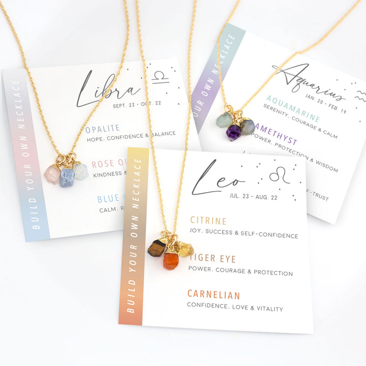 Collana con pendenti in cristallo grezzo dello zodiaco Olivenorma 