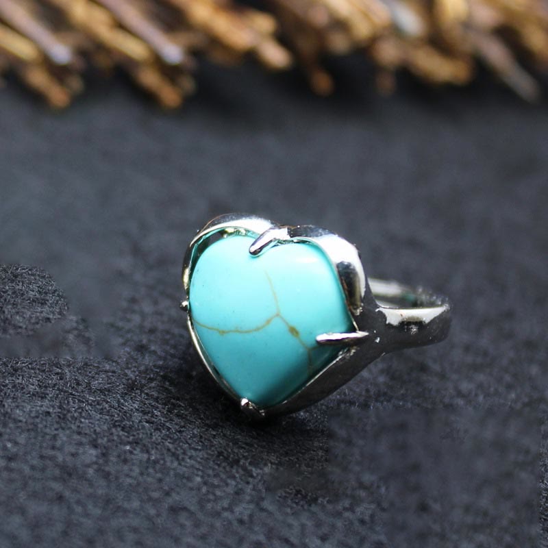 Anello a forma di cuore in cristallo di pietra naturale Olivenorma