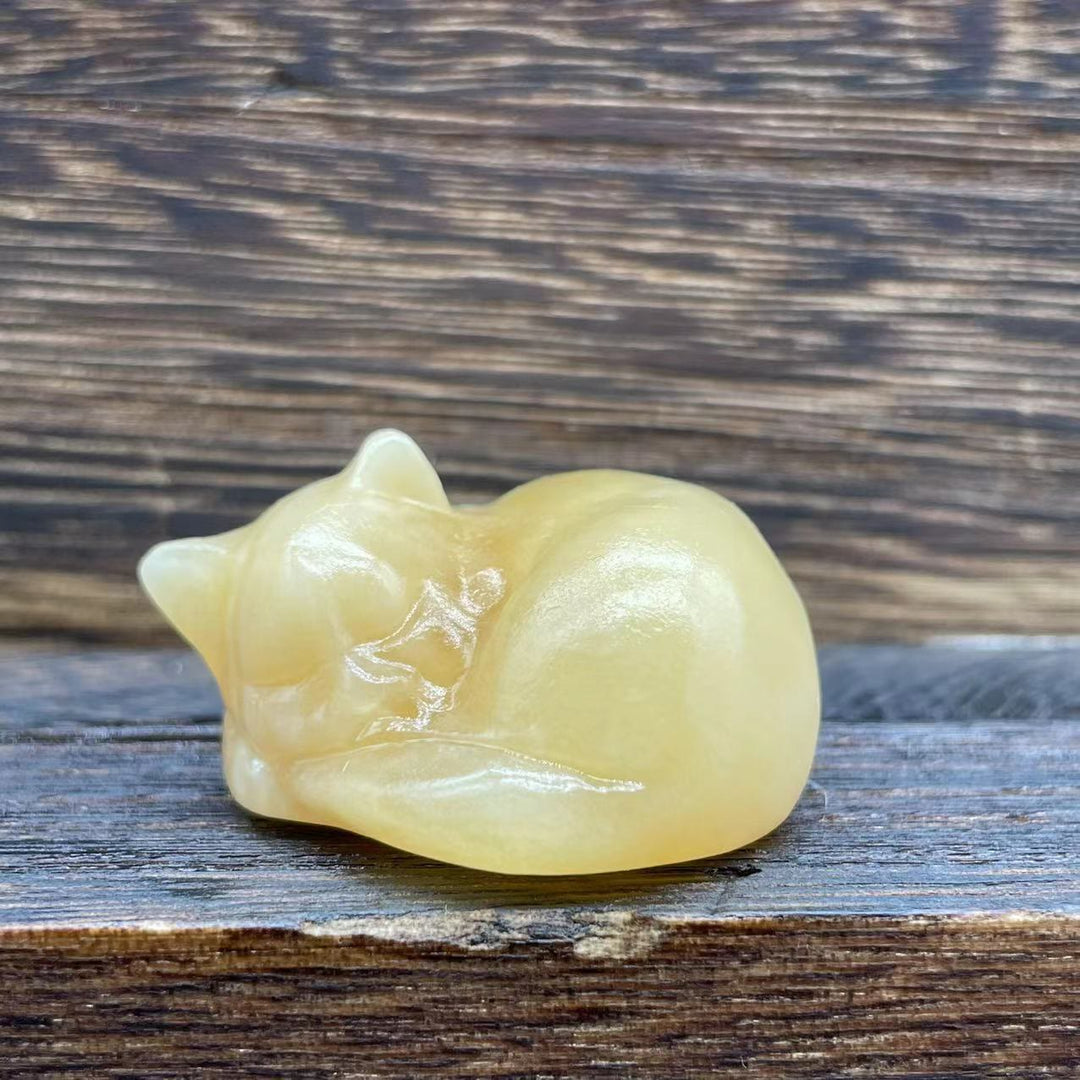 Olivenorma 4cm Decorazione in pietra preziosa di cristallo naturale a forma di gatto - Limone-Quarzo - image 11
