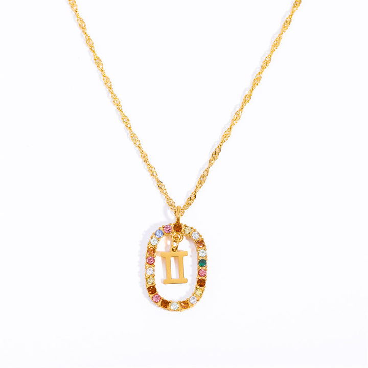 Collana Olivenorma Zircone traforato Ovale Costellazione Zodiacale