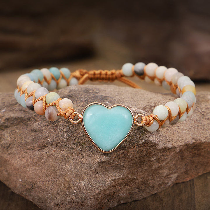 Bracciale a forma di cuore in turchese naturale