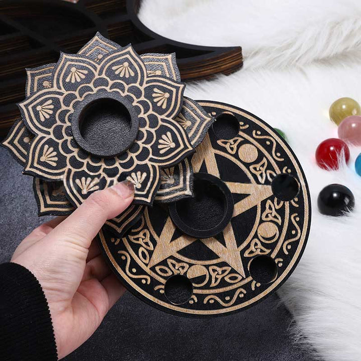 Supporto per sfera di cristallo in legno con esposizione di lotto Olivenorma