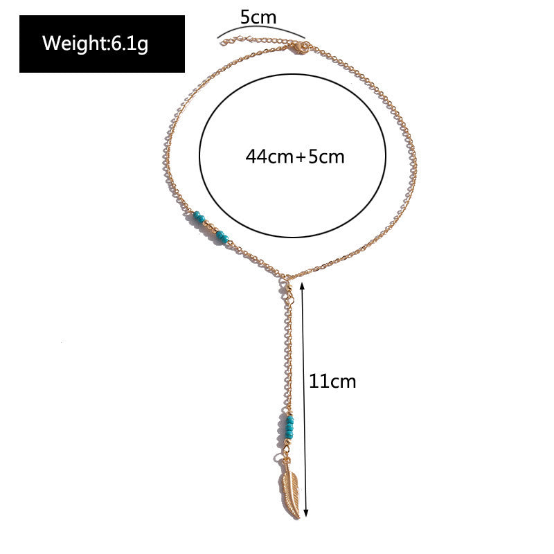 Collana bohémien con ciondolo foglia turchese Olivenorma - image 9