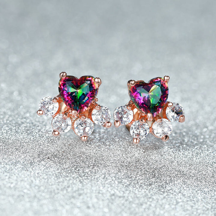 Olivenorma Orecchini Kawaii con zirconi bianchi e opale a forma di zampa di gattino