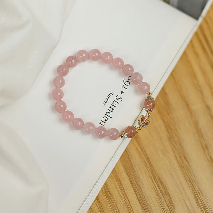 Bracciale con pietre preziose di quarzo fragola Love