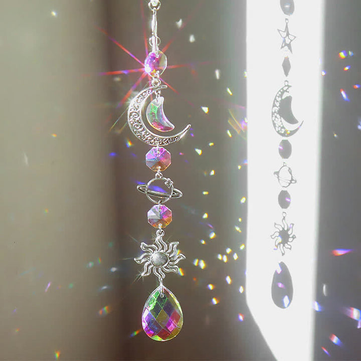 Acchiappasogni con luna e stella di cristallo